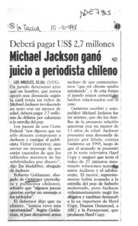 Michael Jackson ganó juicio a periodista chileno  [artículo].