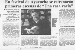 En Festival de Ayacucho se estrenarán primeras escenas de "Una casa vacía"  [artículo].