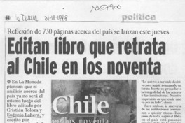 Editan libro que retrata al Chile en los noventa  [artículo] M. J.