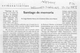 Santiago de memoria  [artículo] Sergio Martínez Baeza.