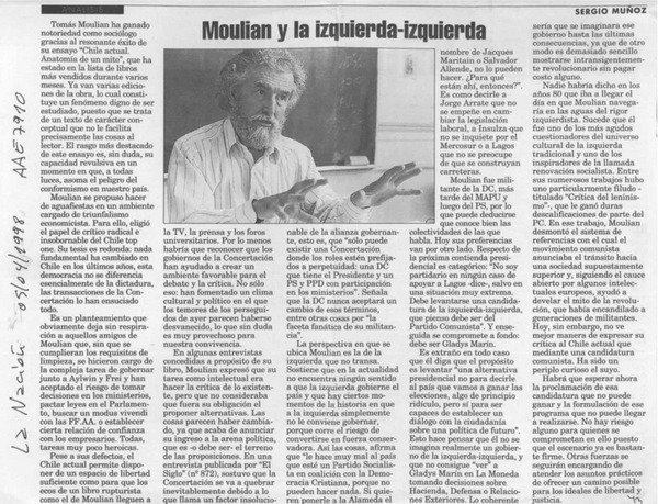 Moulian y la izquierda-izquierda  [artículo] Sergio Muñoz.