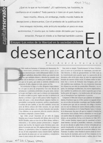 El desencanto  [artículo] Andrés Velasco.