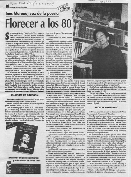 Florecer a los 80  [artículo] Sergio Villegas.