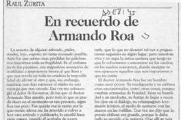 En recuerdo de Armando Roa  [artículo] Raúl Zurita.