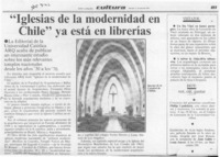 "Iglesias de la modernidad en Chile" ya está en librerías  [artículo].