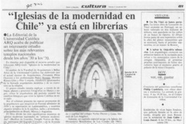 "Iglesias de la modernidad en Chile" ya está en librerías  [artículo].