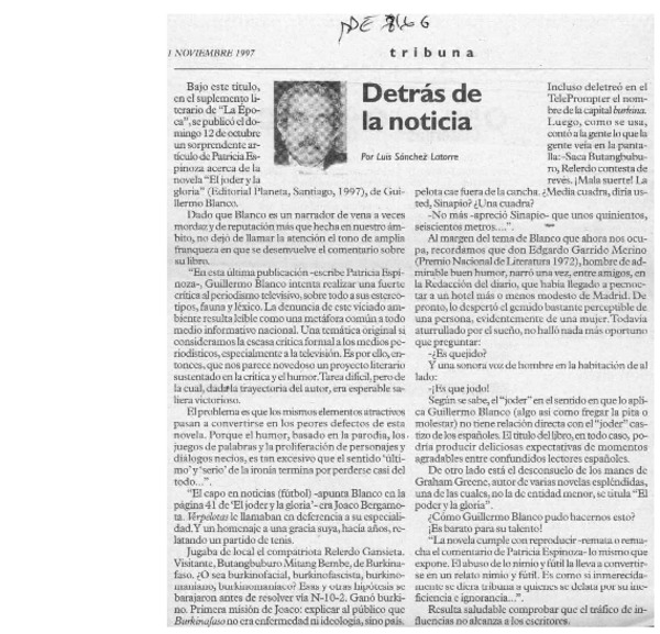 Detrás de la noticia  [artículo] Luis Sánchez Latorre.