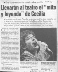 Llevarán al teatro el "mito y leyenda" de Cecilia  [artículo].