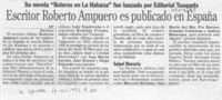 Escritor Roberto Ampuero es publicado en España  [artículo].