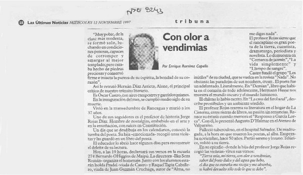 Con olor a vendimias  [artículo] Enrique Ramírez Capello.
