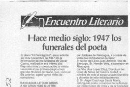 Hace medio siglo, 1947 los funerales del poeta  [artículo].