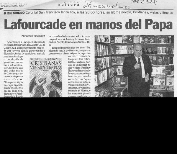 Lafourcade en manos del Papa  [artículo] Samuel Valenzuela Y.