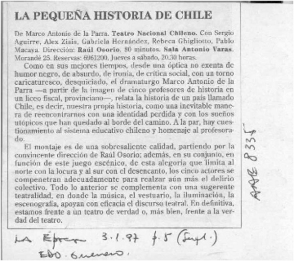 La pequeña historia de Chile  [artículo] Eduardo Guerrero.