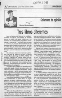 Tres libros diferentes  [artículo] Marino Muñoz Lagos.