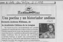 Una poetisa y un historiador andinos  [artículo] Hermelo Arabena Williams.