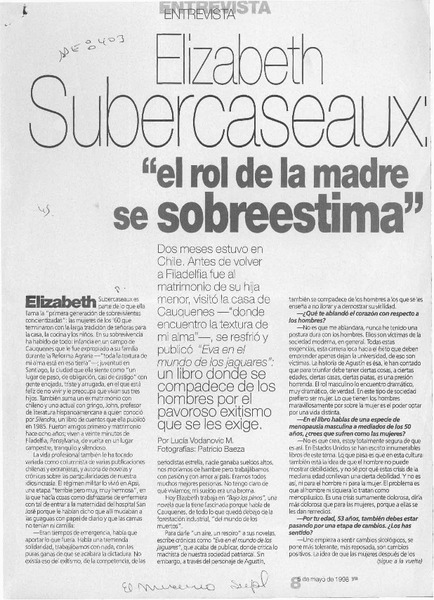 Elizabeth Subercaseux, "el rol de la madre se sobreestima"  [artículo] Lucía Vodanovic M.