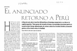 El anunciado retorno a Perú  [artículo].
