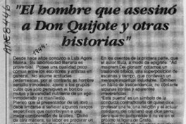 "El hombre que asesinó a don Quijote y otras historias"  [artículo] Matías Rafide.