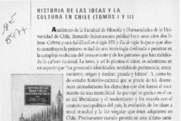 Historia de las ideas y la cultura en Chile  [artículo].