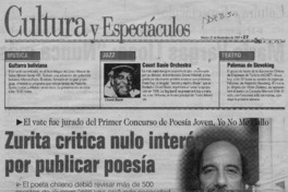 Zurita critica nulo interés por publicar poesía  [artículo] Ernesto Escobar Ch.