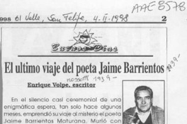 El último viaje del poeta Jaime Barrientos