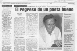 El regreso de un poeta bueno  [artículo] Ignacio Iñíguez.