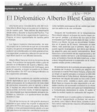 El diplomático Alberto Blest Gana  [artículo] R. G. G.