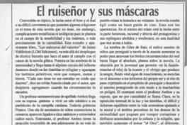 El ruiseñor y sus máscaras  [artículo] Gregorio Cádiz.