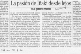 La pasión de Iñaki desde lejos  [artículo] Julio Roberto Palomo.