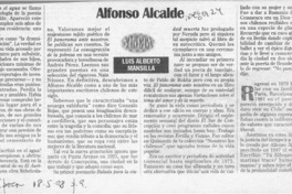 Alfonso Alcalde  [artículo] Luis Alberto Mansilla.
