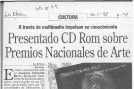 Presentado CD Rom sobre Premios Nacioanles de Arte  [artículo].