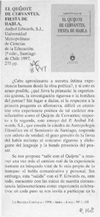 El Quijote de Cervantes, fiesta de habla  [artículo] Julio Söchting Herrera.