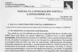 Neruda o la integración poética latinoamericana  [artículo] Luis Rubilar Solís.