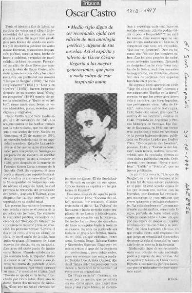 Oscar Castro  [artículo] R. G. G.