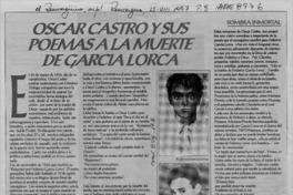 Oscar Castro y sus poemas a la muerte de García Lorca  [artículo] Mario Noceti Zerega.