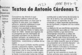 Textos de Antonio Cárdenas T.  [artículo] René Leiva Berrios.