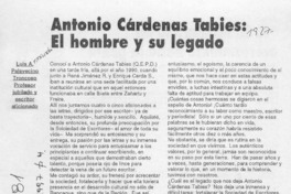 Antonio Cárdenas Tabies, el hombre y su legado  [artículo] Luis A. Palavecino Troncoso.