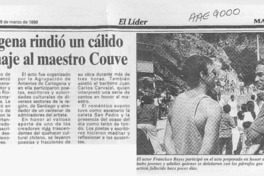 Cartagena rindió un cálido homenaje al maestro Couve  [artículo].