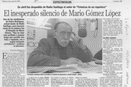 El inesperado silencio de Mario Gómez López  [artículo] Valentina Rodríguez.