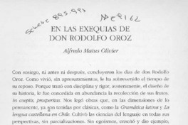 En las exequias de don Rodolfo Oroz  [artículo] Alfredo Matus Olivier.