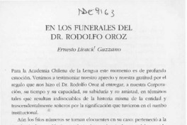 En los funerales del Dr. Rodolfo Oroz  [artículo] Ernesto Livacic Gazzano.