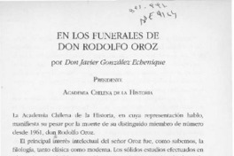 En los funerales de Don Rodolfo Oroz  [artículo] Javier González Echenique.