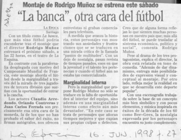 "La Banca", otra cara del fútbol  [artículo].
