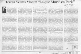 Teresa Wilms Montt, "La que murió en París"