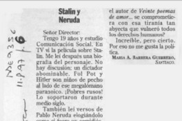 Stalin y Neruda  [artículo] María A. Barrera Guerrero.