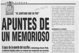 Apuntes de un memorioso  [artículo] Roberto Merino.