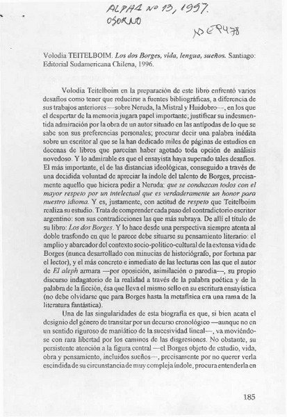 Los dos Borges, vida, lengua, sueños  [artículo] Marcelo Coddou.