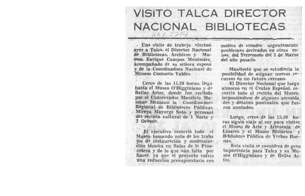 Visitó Talca Director Nacional de Bibliotecas  [artículo].