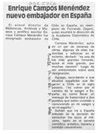 Enrique Campos Menéndez nuevo embajador en España  [artículo].