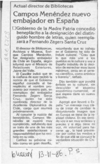 Campos Menéndez nuevo embajador en España  [artículo].